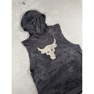 Under Armour Sleeveless Hoodie Women's L Gray Project Rock Camouflage Logo